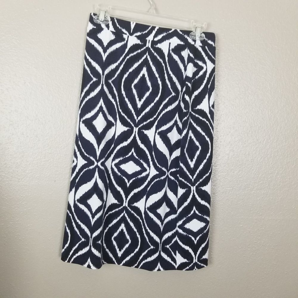 Michael Kors Navy/White Faux Wrap Skirt XS